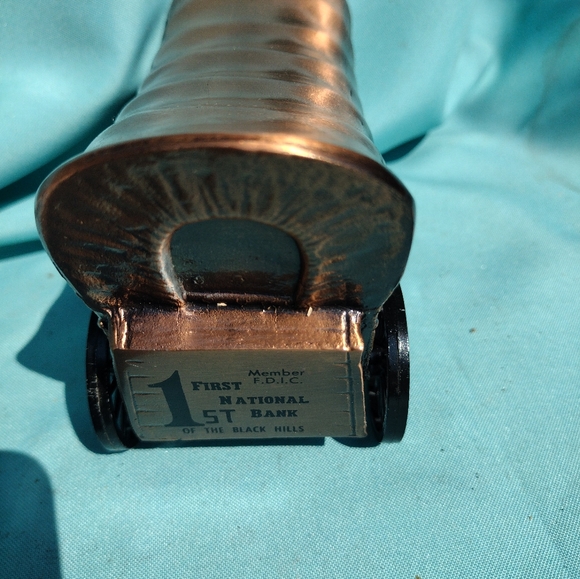 Vintage Bronze Covered Wagon Coin Bank - Picture 2 of 5